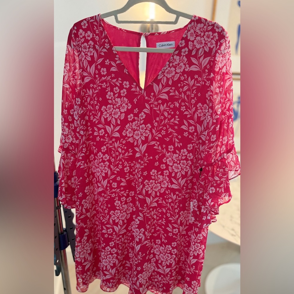Calvin Klein Floral Red Blouse
